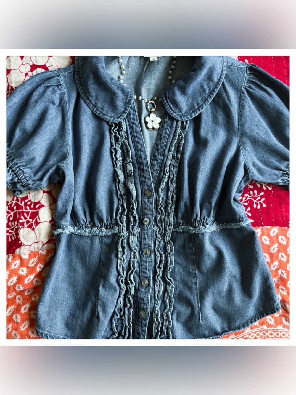 Pilcro Keira Denim Waisted Blouse